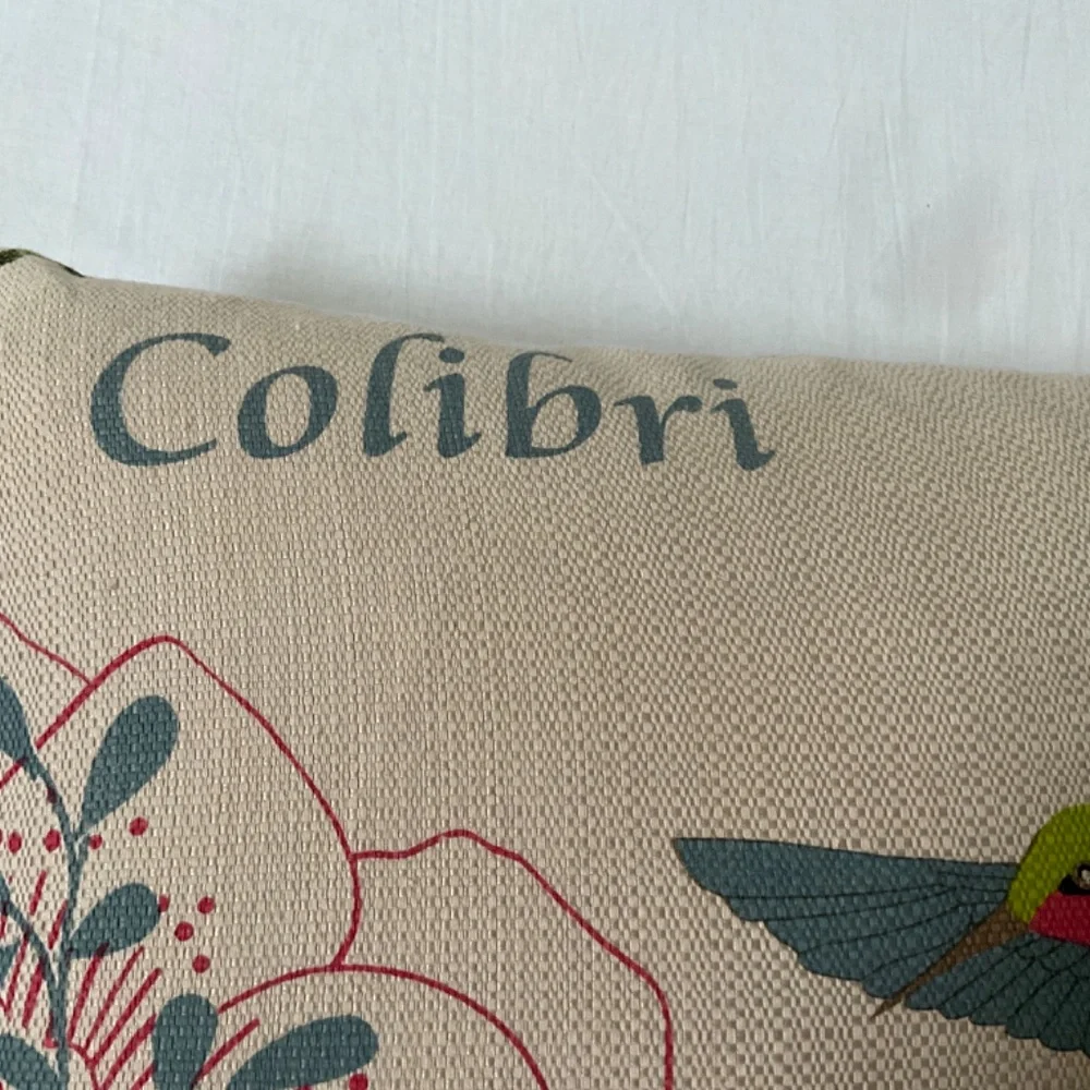 Colibri Bird Floral Accent Lumbar Throw Pillow